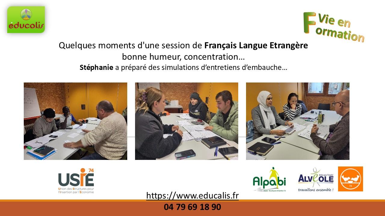 educalis formation francais langue etrangere FLE TRE technique recherche emploi SIAE USIE74