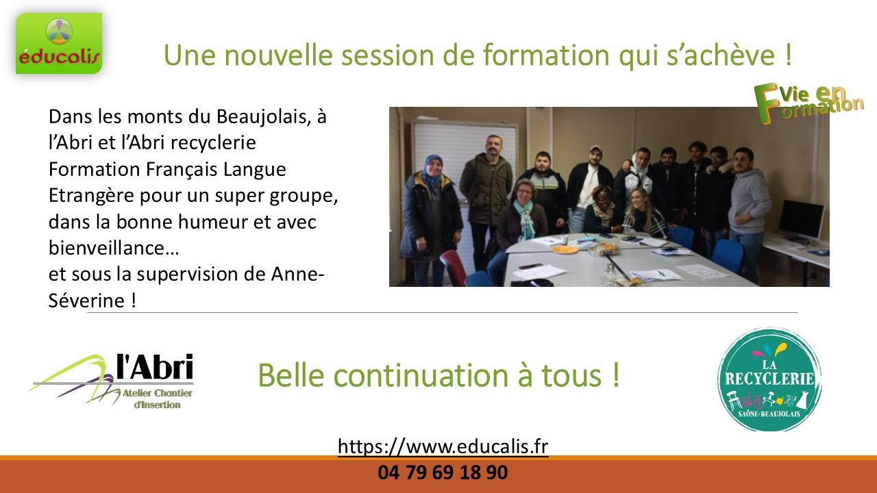 educalis formation FLE francais langue etrangere ABRI RECYCLERIE rhone